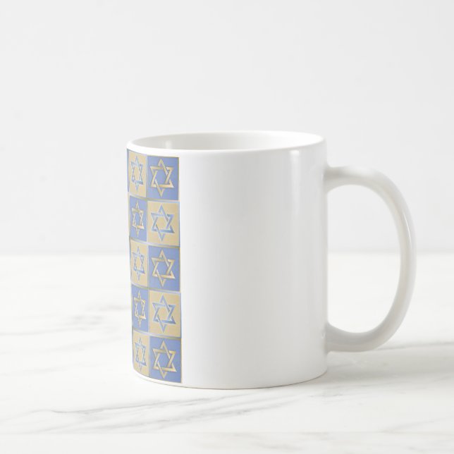 Judaica Star Of David Metal Gold Blue Coffee Mug (Right)