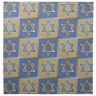 Judaica Star Of David Metal Gold Blue Napkin