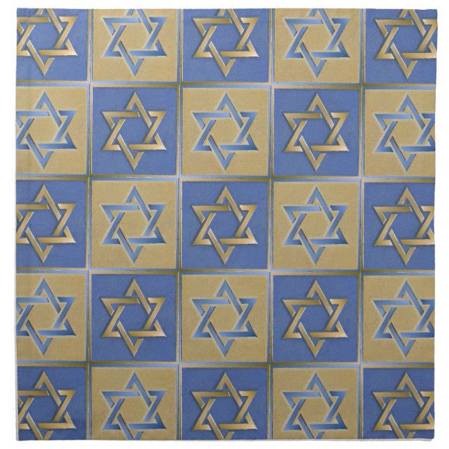 Judaica Star Of David Metal Gold Blue Napkin (Front)