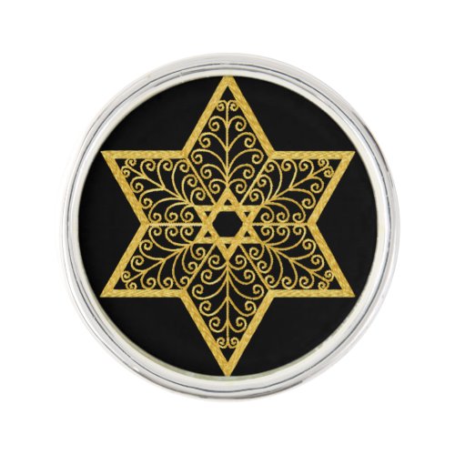 Judaica Star of David Round Lapel Pin