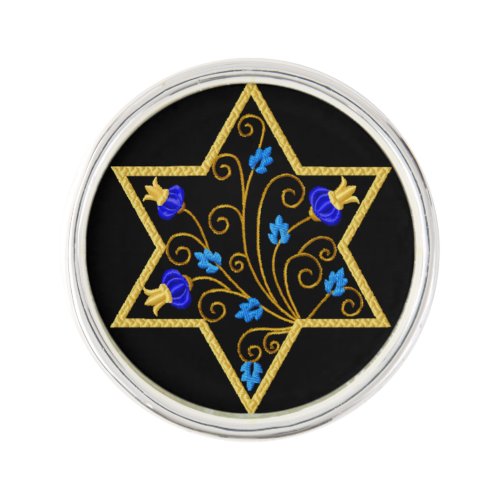 Judaica Star of David Round Lapel Pin