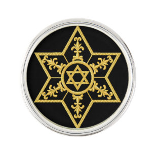 Judaica Star of David Round Lapel Pin