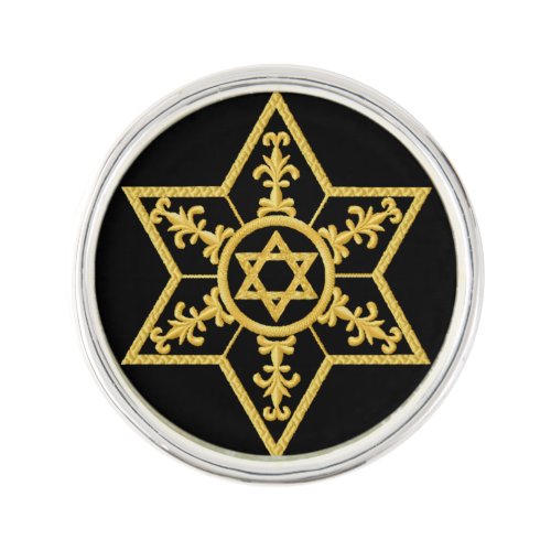 Judaica Star of David Round Lapel Pin