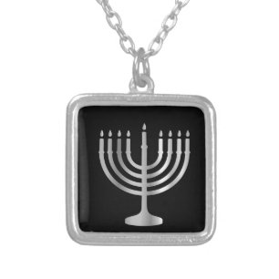 Judaism Menorah Silver Plated Necklace