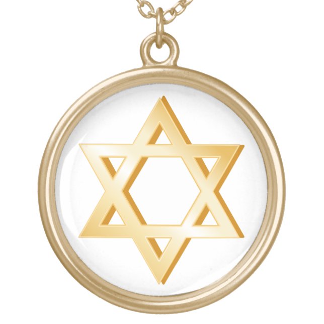 Judaism Symbol Gold Plated Necklace (Front)