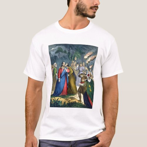 Judas Betrays his Master from a bible printed by T_Shirt
