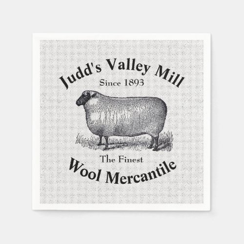 Judds Valley Wool Mercantile Vintage Sheep Image Napkins