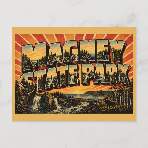 Judge C.R. Magney State Park MN Vintage Travel Art Postcard