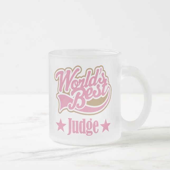 Judge Gift (Worlds Best) Frosted Glass Coffee Mug (Right)