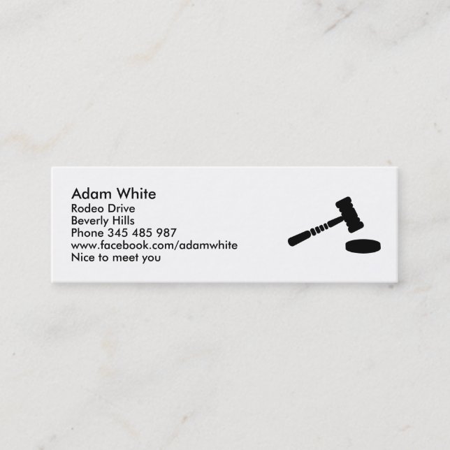 Judge hammer mini business card (Front)