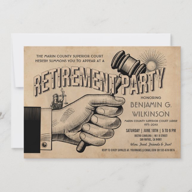 Judge Retirement Invitation - Party Vintage Retro (Front)