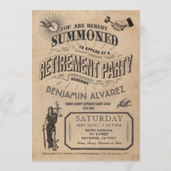 Judge Retirement Invitation - Party Vintage Retro by Anything_Goes at Zazzle