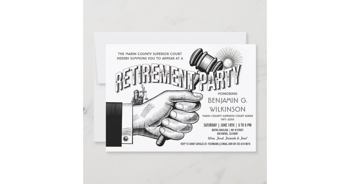 Judge Retirement Invitation - Party Vintage Retro | Zazzle