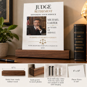 Judge Retirement Photo Years of Service Gift Picture Ledge