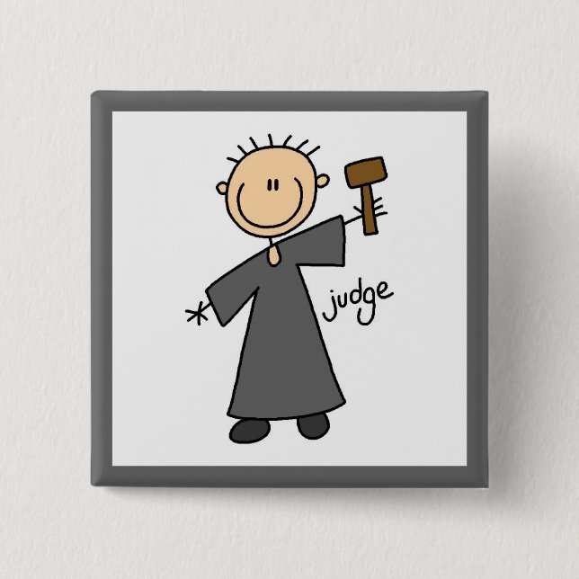 Judge Stick Figure Pinback Button (Front)