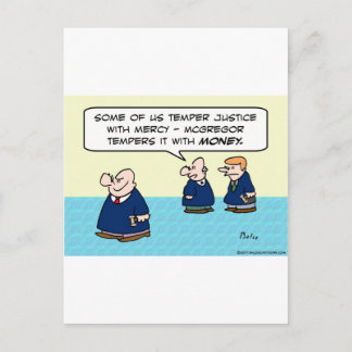 Judge temper justice with mercy money postcard