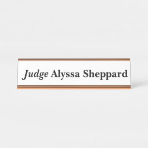 Judge White Desk Name Plate