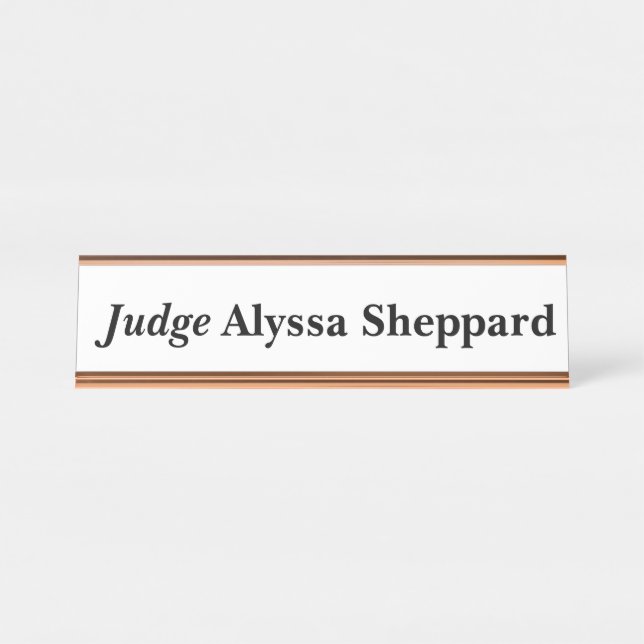  Judge White Desk Name Plate (Front)