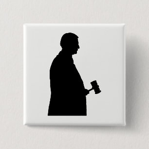 Judge With Gavel Silhouette Button