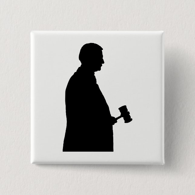 Judge With Gavel Silhouette Button (Front)