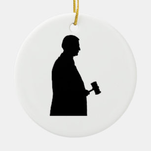 Judge With Gavel Silhouette Ceramic Ornament