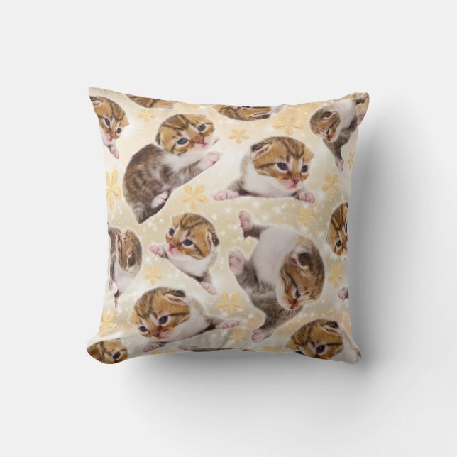 Judgemental Kitten Throw Pillow (Front)