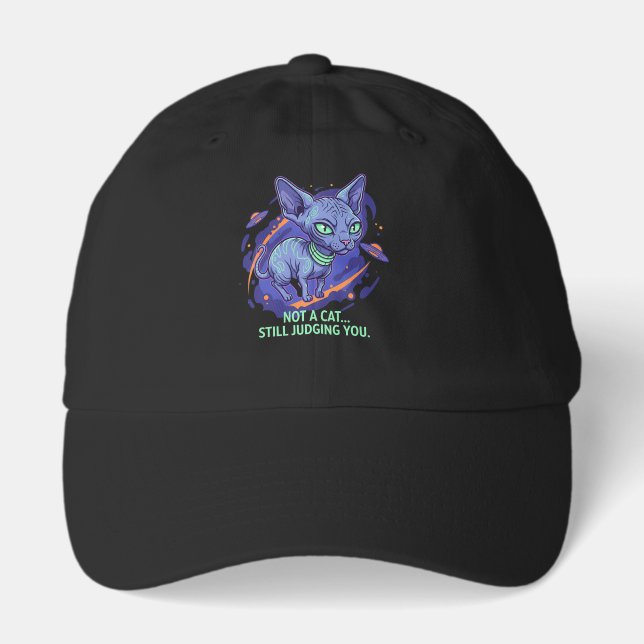 Judging Alien Sphynx Cat Sci-Fi Humor Art Hat (Front)