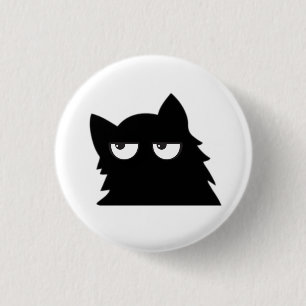 Judging Black Cat Funny Minimal Cat Design Button