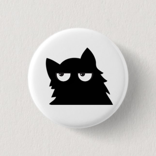 Judging Black Cat Funny Minimal Cat Design Button (Front)