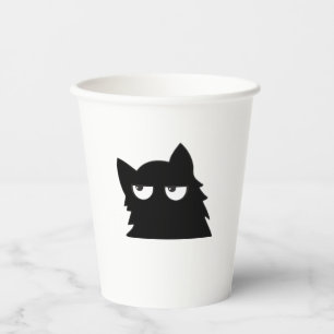 Judging Black Cat Funny Minimal Cat Design Paper Cups
