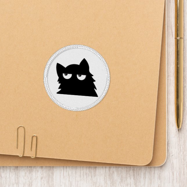 Judging Black Cat Funny Minimal Cat Design Patch (On Folder)