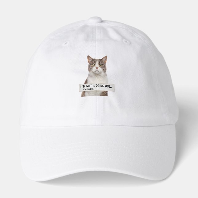 Judging Cat Sarcastic Quote Minimal Art Hat (Front)
