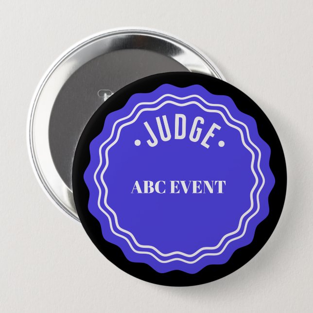 Judging Contest Modern Ribbon Judge  Button (Front & Back)