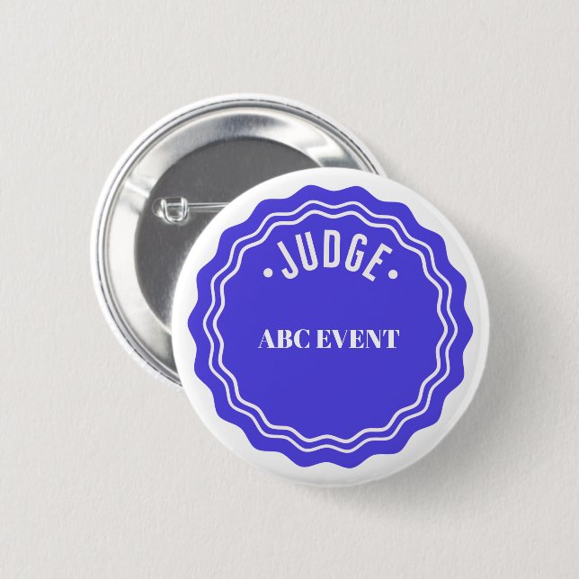 Judging Contest Modern Ribbon Judge  Button (Front & Back)