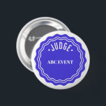 Judging Contest Modern Ribbon Judge  Button<br><div class="desc">Modern blue and white color toned judge button for beauty pageants,  baking contests,  chili cook-off, science fairs, mock trial, competitions and other events that are judged.</div>