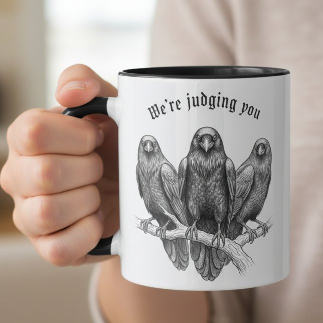 Judging Ravens Dark Academia Gothic Mug (Funny raven coffee mug)