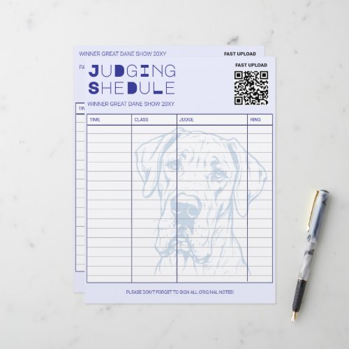 Judging Schedule Great Dane Dog Show Letterhead