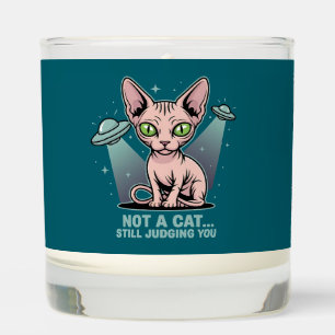 Judging Sphynx Cat UFO Alien Humor Art Scented Candle