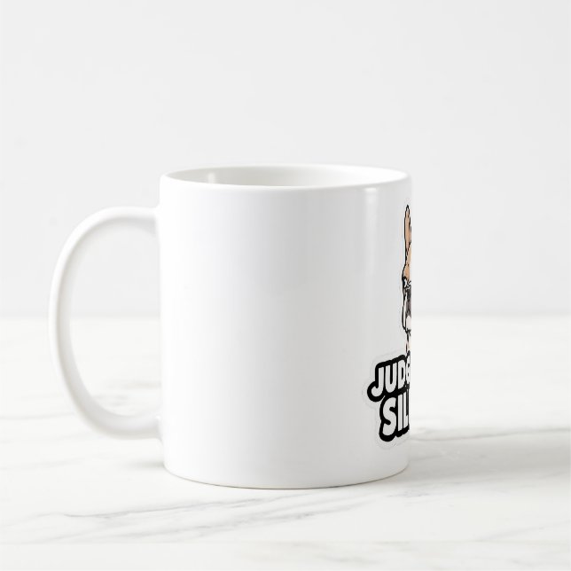 Judging You Silently - Fawn Frenchie Sticker Coffee Mug (Left)