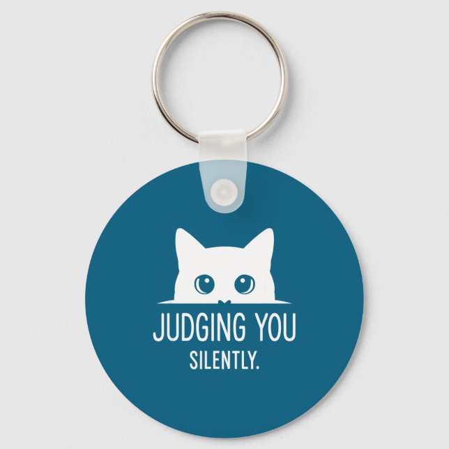 Judging You Silently - Funny Cat  Keychain (Front)