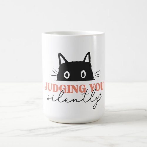 Judging You Silently Funny Cat Kitty Coffee Mug