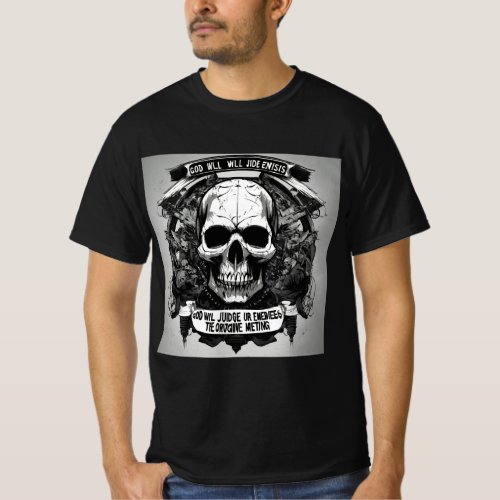 Judgment Day Assembly Skull Logo Black  White Te T_Shirt