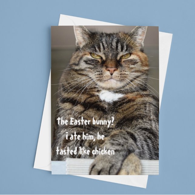 Judgmental Cat Ate Easter Bunny Humor Funny Holiday Card (Creator Uploaded)