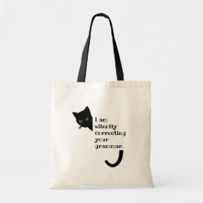 Judgmental Cat Silently Correcting Your Grammar Tote Bag