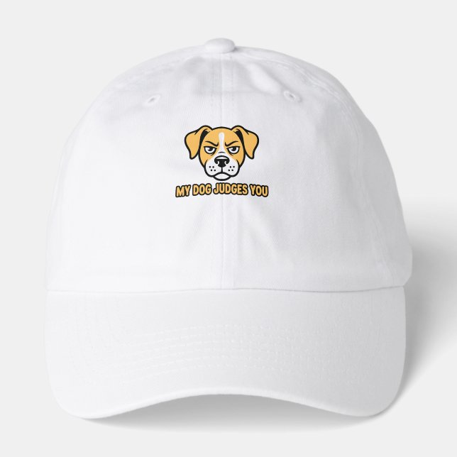 Judgmental Dog Face Funny Sarcastic Quote Hat (Front)