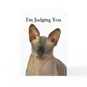 Judgmental Sphinx Cat Happy Birthday Thank You Card