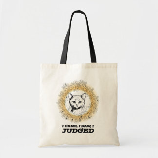 Judgy Cat Floral Design – I Came I Saw I Judged Tote Bag