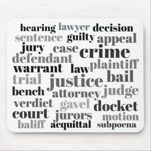 Judicial Legal Terns Word Cloud Design Mouse Pad