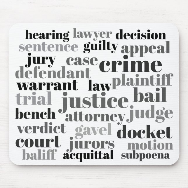 Judicial Legal Terns Word Cloud Design Mouse Pad (Front)