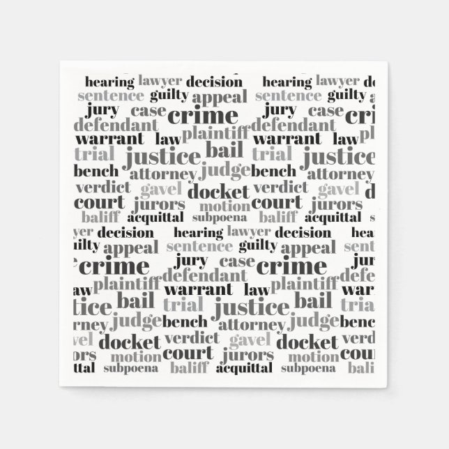 Judicial Legal Terns Word Cloud Design Napkins (Front)